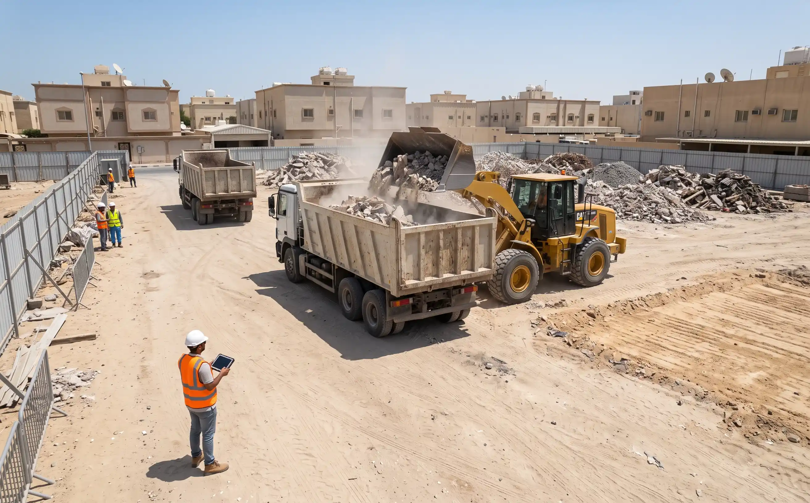هدم منزل شعبي قديم في حي سكني بالدمام
